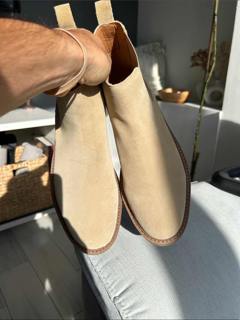Zara Light Beige Suede Chukka Boots